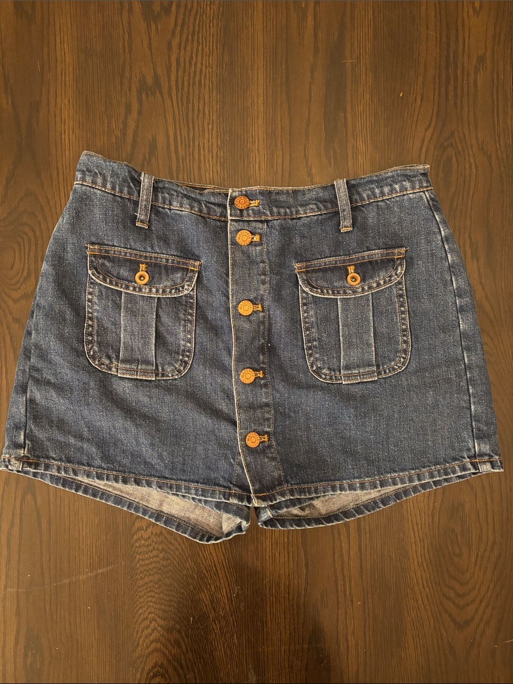 Madewell Denim Button Front Skort Size 27 100% Cotton Utility Pockets